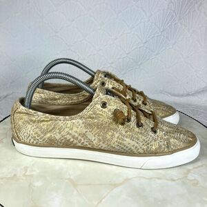 Sperry Top Sider Shoes Womens Size 8.5 Metallic Gold Seacoast Python Sneakers